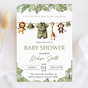 Clothesline Safari Baby Shower Invitation A Little