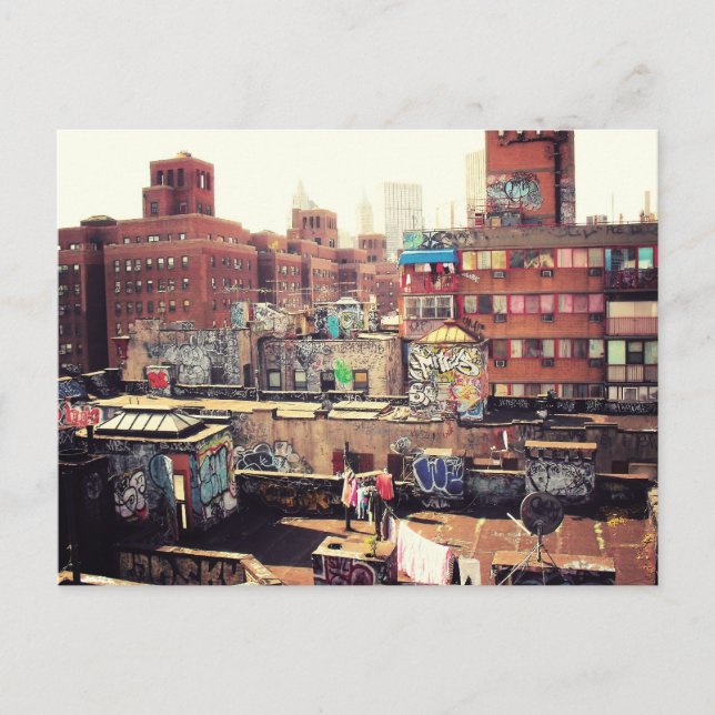 Clotheslines and Graffiti Postcard (Front)