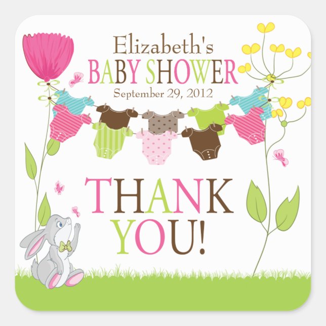Clotheslines Baby Boy Girl Baby Shower Sticker (Front)