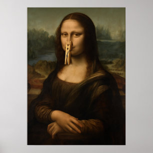 Clothespin Mona Lisa Poster