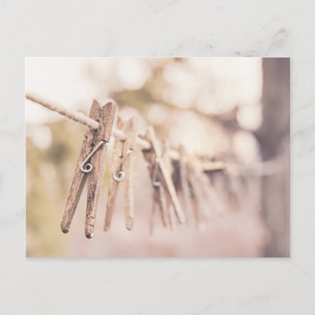 Clothespins on a Line Postcard (Front)