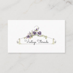 Clothing Boutique   Floral Clothes Hanger Logo Business Card