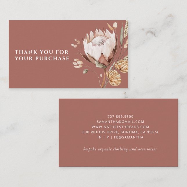Clothing Boutique Terracotta Thank You Enclosure Card (Front/Back)