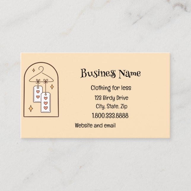 Clothing Consignment Second-hand Thrift Store  Business Card (Front)
