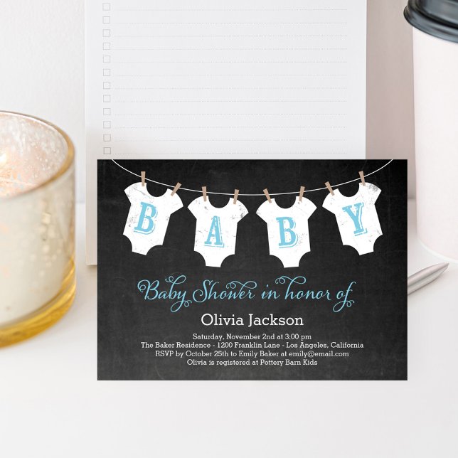 Clothing Garland Baby Shower Invitation - Blue (Creator Uploaded)