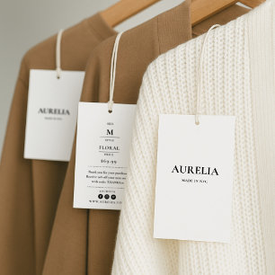 Clothing Hang Tag with Price, Size, Style & Social
