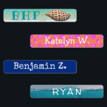 Clothing Labels Ocean Personalised Boys Girls<br><div class="desc">Clothing labels in four styles for boys and girls to personalise with name or initials. The labels shown are iron on, or choose another type. Each set of labels has a different design and work for anyone. The first set has a junonia seashell and place for teal blue initials. The...</div>