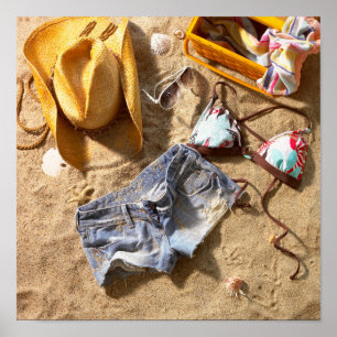 Clothing Left Behind On Beach Poster