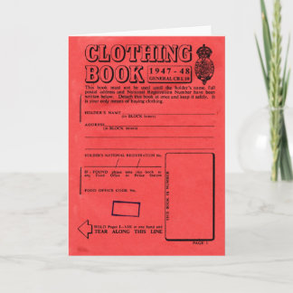 Clothing ration book card
