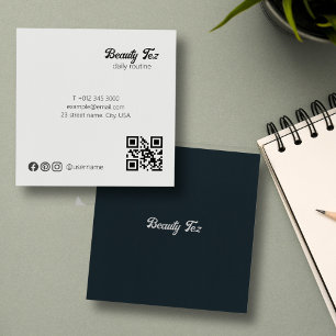 Clothing Store Black White Grey Grey Qr Code  Square Business Card
