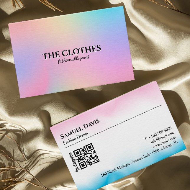 Clothing Store Holographic Gradient Feminine Business Card (Clothing Store Holographic Gradient Feminine Business Card)