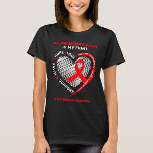 Clothing Support Grandma Red Heart Disease Awarene T-Shirt