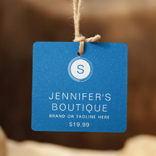 Clothing Tags Small Business Blue Glitter