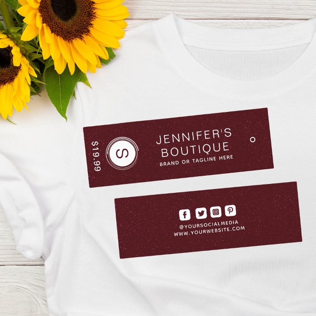 Clothing Tags Small Business Burgundy White (Creator Uploaded)