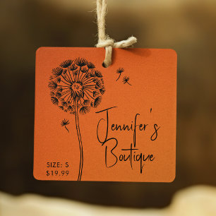 Clothing Tags Small Business Orange Floral Price