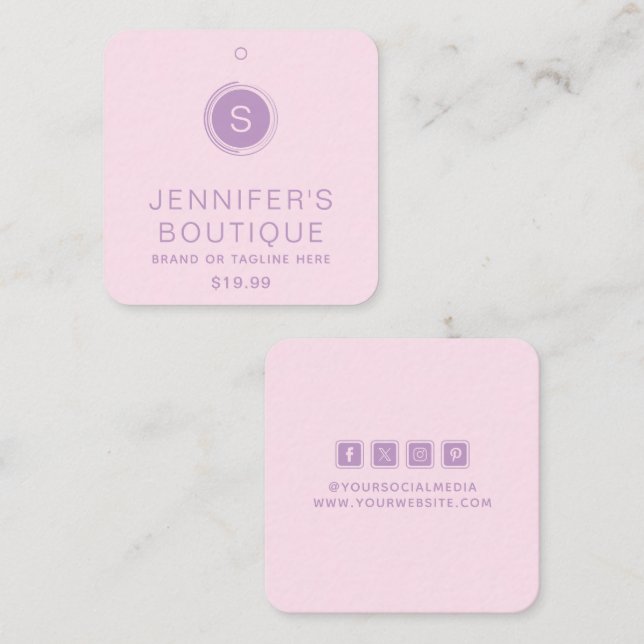 Clothing Tags Small Business Pink Lilac (Front/Back)