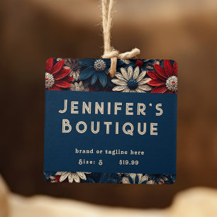 Clothing Tags Small Business Red White Blue Floral