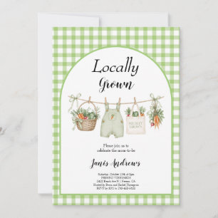 Clothsline locally grown green baby shower party  invitation