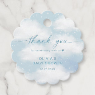 Cloud 9 Baby Shower Vibrant Blue Thank You Favour Tags