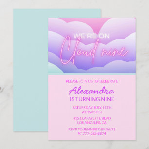 Cloud 9 birthday party Invitations Rainbow