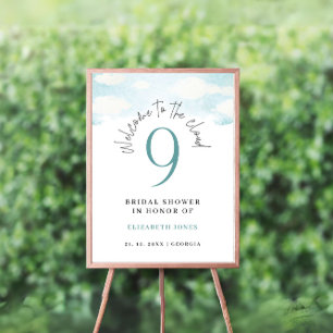 Cloud 9 Blue and White Bridal Shower Welcome Poster