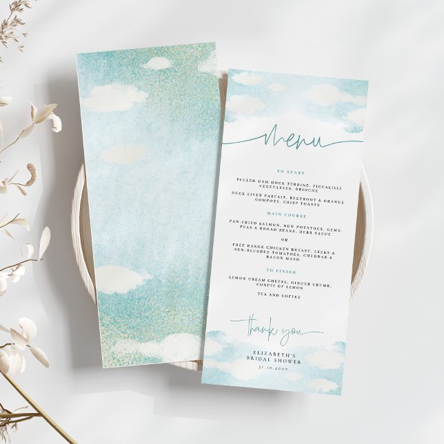 Cloud 9 Blue and White Dreamy Bridal Shower Menu (Creator Uploaded)