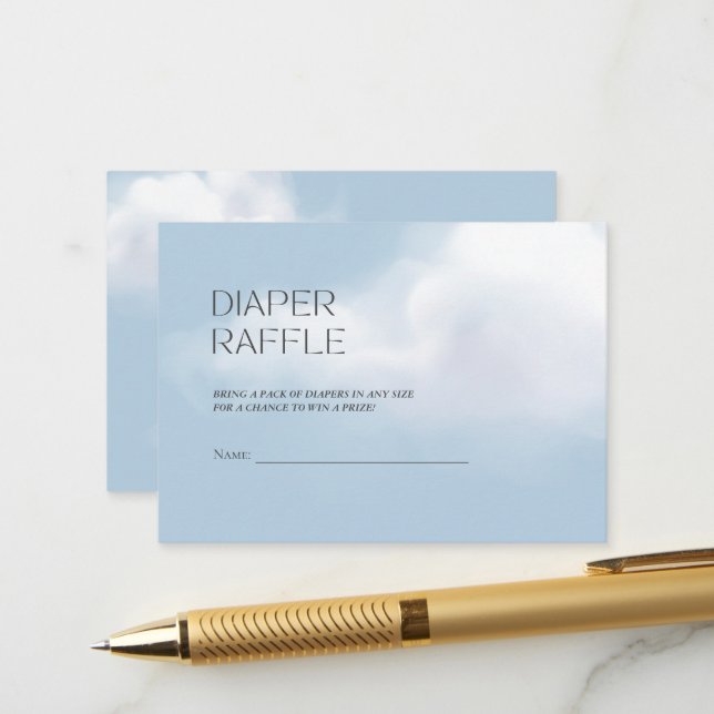 Cloud 9 Blue Baby Boy Shower Diaper Raffle Enclosure Card (Front/Back In Situ)