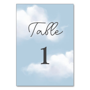 Cloud 9 Blue Baby Boy Shower Table Number Card