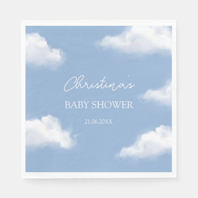 Cloud 9 Blue Baby Shower Personalised Napkin (Front)