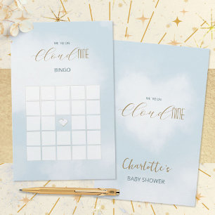 Cloud 9 Celestial Blue Baby Shower Bingo Game