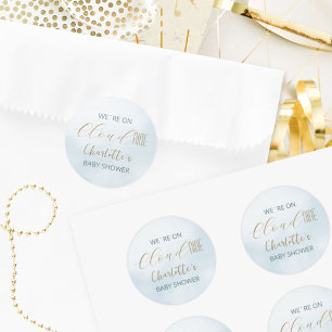 Cloud 9 Celestial Blue Baby Shower Classic Round Sticker
