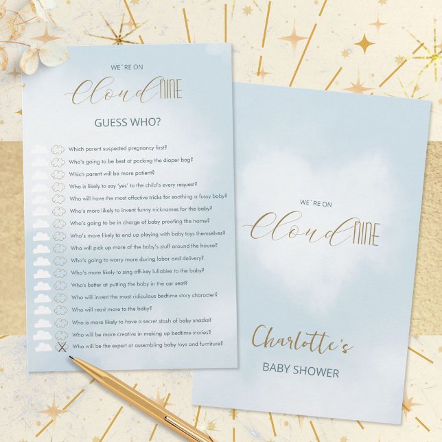 Cloud 9 Celestial Blue Baby Shower Guess Who Game (Cloud 9 Celestial Blue Baby Shower Guess Who Game ©Susanne Sachers - Sunny Mind 🌞)