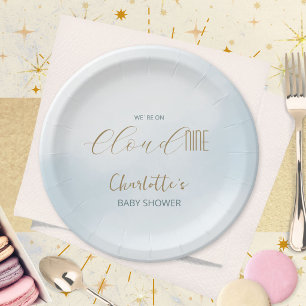 Cloud 9 Celestial Blue Baby Shower Paper Plate