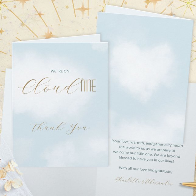 Cloud 9 Celestial Blue Baby Shower Thank You Card (Cloud 9 Celestial Blue Baby Shower Thank You Card ©Susanne Sachers - Sunny Mind 🌞)