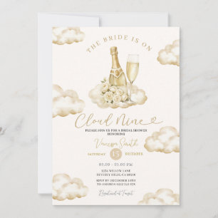 Cloud 9 Champagne Elegant Neutral Bridal Shower Invitation