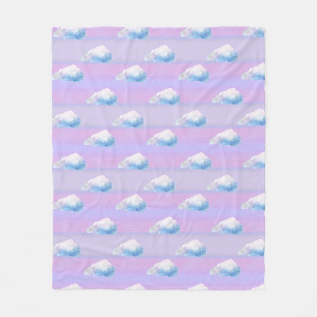 Cloud 9 Cloudy Purple and Blue Fleece Blanket (Front)