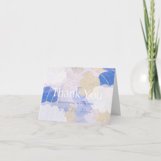 Cloud 9 Gouache Paint Brush Stroke Bridal Shower Thank You Card (Front)