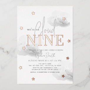 Cloud 9 Grey Clouds Watercolor Baby Shower