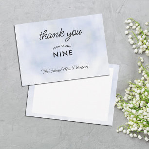 Cloud 9 Pastel Blue Elegant Simple Bridal Shower Thank You Card