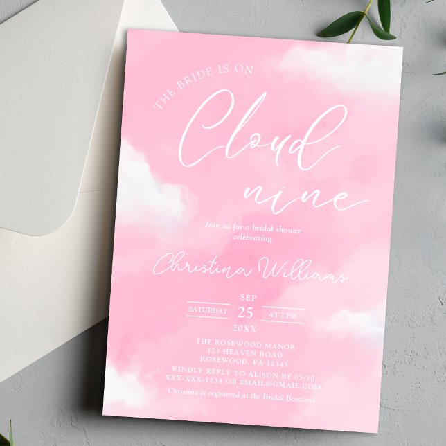 Cloud 9 Pink Bridal Shower Invitation (Creator Uploaded)