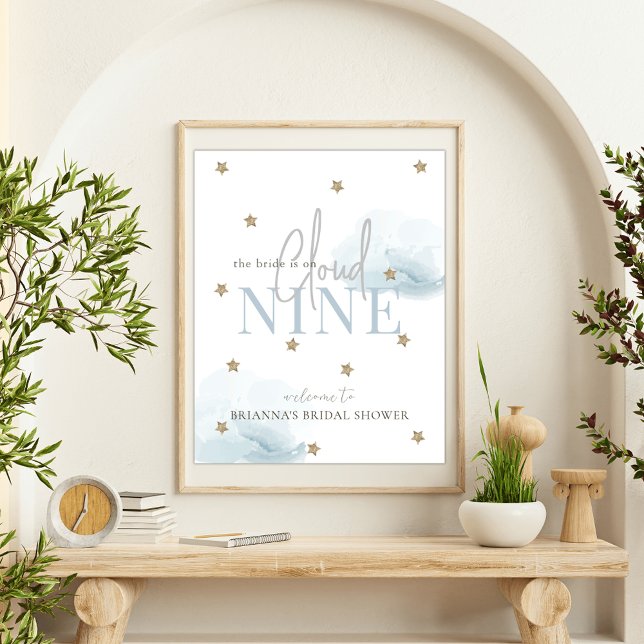 Cloud 9 Star Blue Watercolor Bridal Shower Welcome Poster (Creator Uploaded)