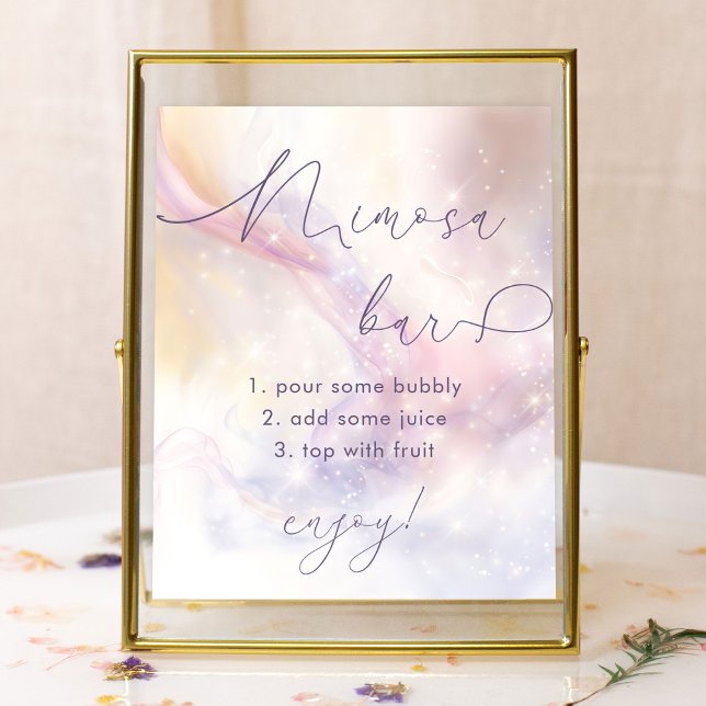 Cloud 9 Watercolor Bridal Shower Mimosa Bar Poster (Creator Uploaded)