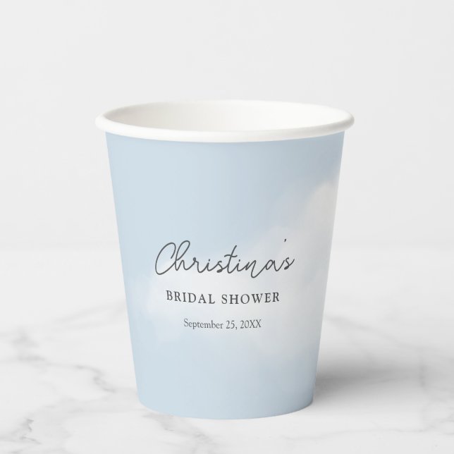 Cloud 9 Watercolor Bridal Shower Paper Cups (Front)