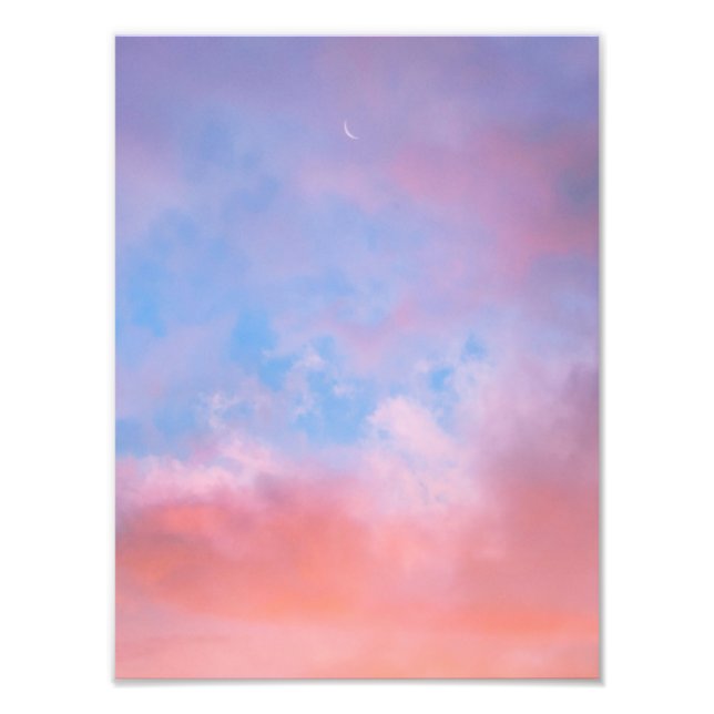  cloud aesthetic sky pastel star light crescent  photo print (Front)