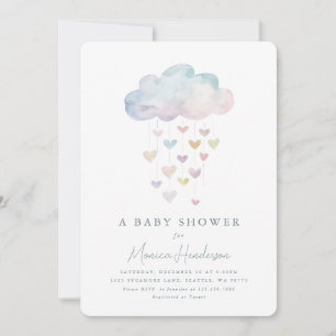 Cloud and Hearts Baby Shower Invitation
