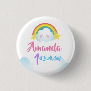 Cloud and Rainbow Children Birthday party 3 Cm Round Badge