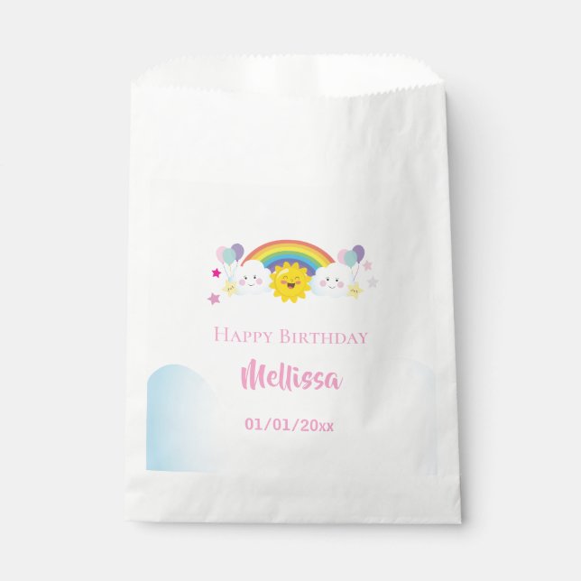 Cloud and Rainbow Children Birthday party Favour Bags (Front)