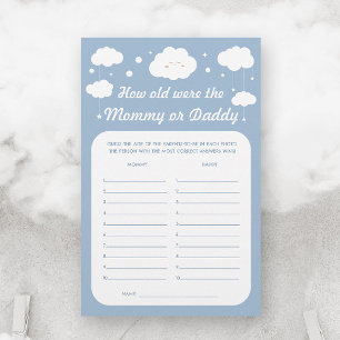 Cloud Baby Shower Game Guess Age Mummy Daddy Blue 