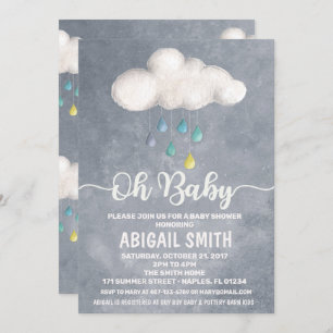 Cloud Baby Shower Invitation Raindrop Love