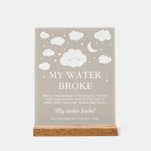 Cloud Baby Shower My Water Broke Game Acrylic Sign